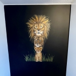 Muurschildering kinderkamer leeuwen
